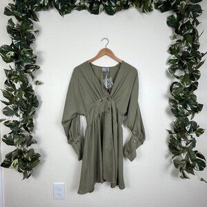 ASOS Design Long Sleeve Wrap Mini Dress Green NWT Women’s Size 4